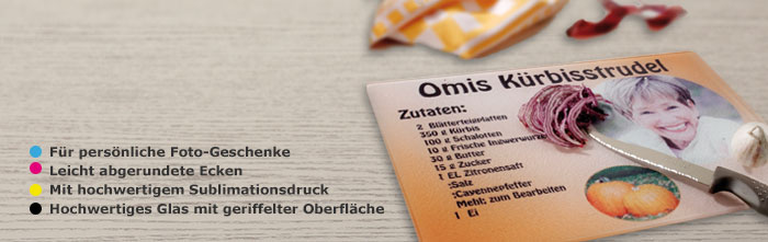 bedruckte Glasschneidebretter/Brotzeitteller